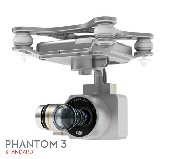 دوربین و گیمبال کوادروتور فانتوم 3 استاندارد از نوع 2.7 کا و گیمبال 3 محوره مخصوص DJI می باشد.